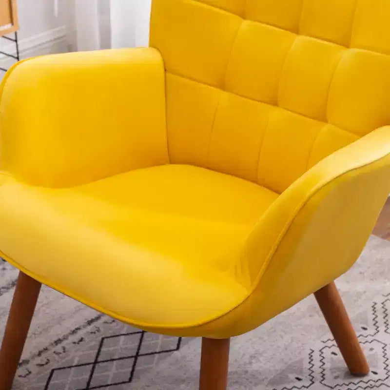 Fauteuil d'appoint capitonné moderne avec pouf, fauteuil à oreilles rembourré pour salon, fauteuil de lecture pour chambre à coucher ou appartement-Panipeachy