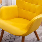 Fauteuil d'appoint capitonné moderne avec pouf, fauteuil à oreilles rembourré pour salon, fauteuil de lecture pour chambre à coucher ou appartement-Panipeachy