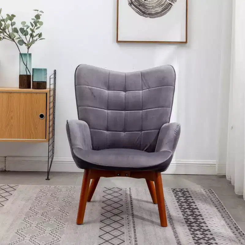 Fauteuil d'appoint capitonné moderne avec pouf, fauteuil à oreilles rembourré pour salon, fauteuil de lecture pour chambre à coucher ou appartement-Panipeachy