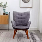 Fauteuil d'appoint capitonné moderne avec pouf, fauteuil à oreilles rembourré pour salon, fauteuil de lecture pour chambre à coucher ou appartement-Panipeachy