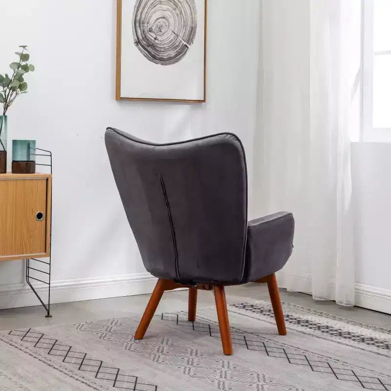 Fauteuil d'appoint capitonné moderne avec pouf, fauteuil à oreilles rembourré pour salon, fauteuil de lecture pour chambre à coucher ou appartement-Panipeachy