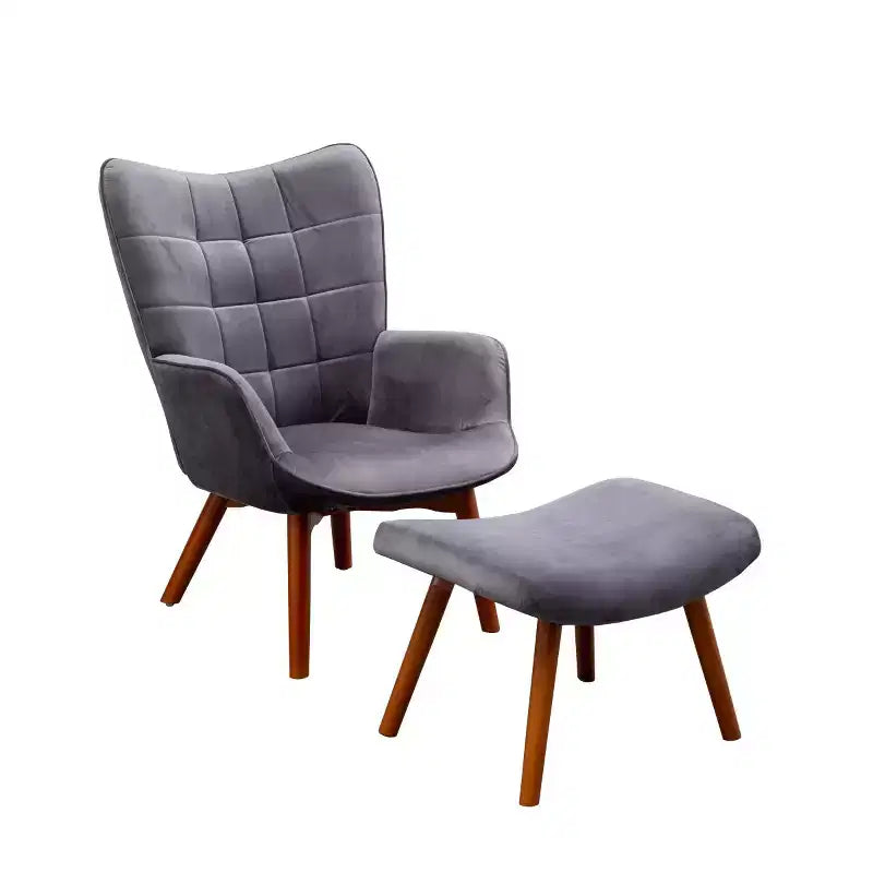 Fauteuil d'appoint capitonné moderne avec pouf, fauteuil à oreilles rembourré pour salon, fauteuil de lecture pour chambre à coucher ou appartement-Panipeachy