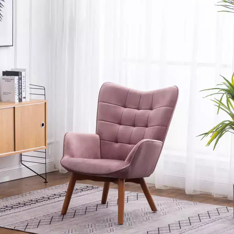 Fauteuil d'appoint capitonné moderne avec pouf, fauteuil à oreilles rembourré pour salon, fauteuil de lecture pour chambre à coucher ou appartement-Panipeachy