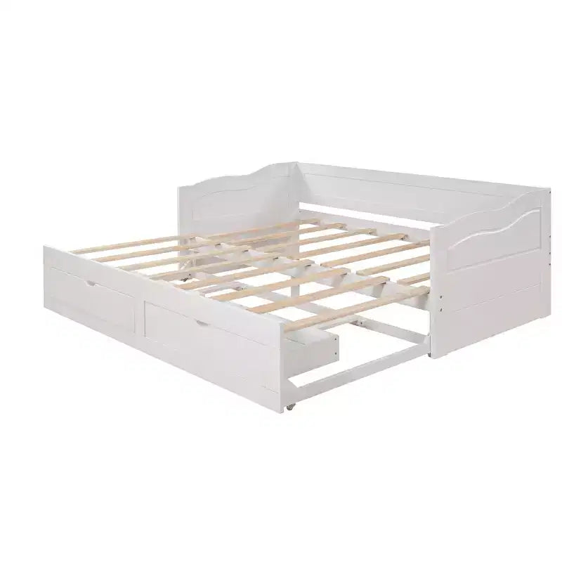 Lit de repos moderne en bois Luxystar avec lit gigogne et 2 tiroirs de rangement pour le salon