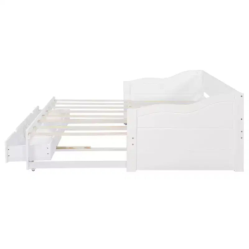 Lit de repos moderne en bois Luxystar avec lit gigogne et 2 tiroirs de rangement pour le salon