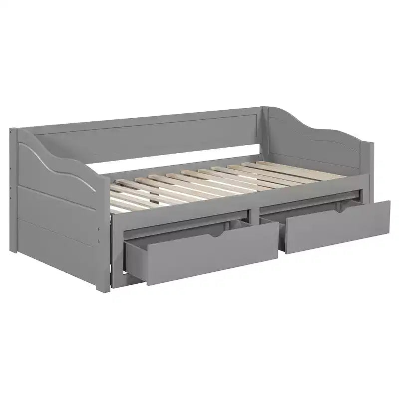 Lit de repos moderne en bois Luxystar avec lit gigogne et 2 tiroirs de rangement pour le salon