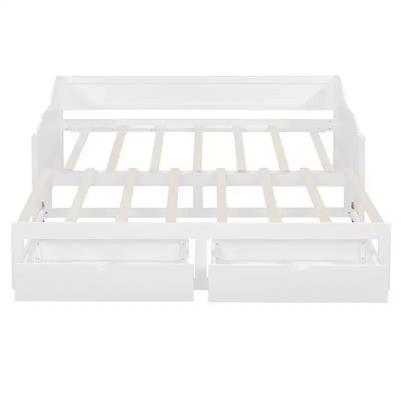 Lit de repos moderne en bois Luxystar avec lit gigogne et 2 tiroirs de rangement pour le salon