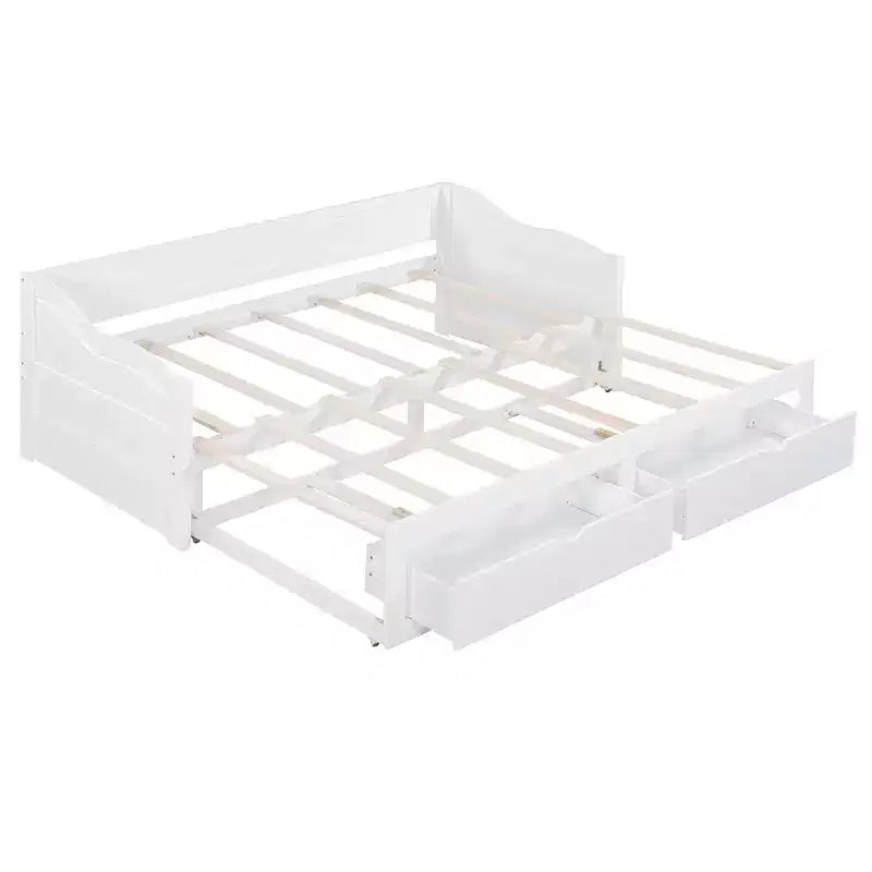 Lit de repos moderne en bois Luxystar avec lit gigogne et 2 tiroirs de rangement pour le salon