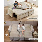 Canapé-lit d'angle réversible Dyonery 81 avec lit gigogne 4 en 1, coffre de rangement, ports USB et poches latérales pour salon