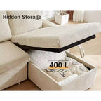 Canapé-lit d'angle réversible Dyonery 81 avec lit gigogne 4 en 1, coffre de rangement, ports USB et poches latérales pour salon