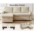Canapé-lit d'angle réversible Dyonery 81 avec lit gigogne 4 en 1, coffre de rangement, ports USB et poches latérales pour salon