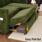 Canapé-lit d'angle réversible Dyonery 81 avec lit gigogne 4 en 1, coffre de rangement, ports USB et poches latérales pour salon