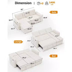 Canapé-lit d'angle réversible Dyonery 81 avec lit gigogne 4 en 1, coffre de rangement, ports USB et poches latérales pour salon