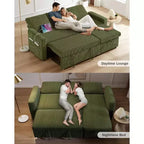Canapé-lit d'angle réversible Dyonery 81 avec lit gigogne 4 en 1, coffre de rangement, ports USB et poches latérales pour salon