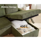 Canapé-lit d'angle réversible Dyonery 81 avec lit gigogne 4 en 1, coffre de rangement, ports USB et poches latérales pour salon