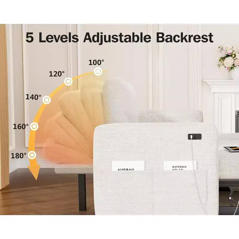 Canapé-lit d'angle réversible Dyonery 81 avec lit gigogne 4 en 1, coffre de rangement, ports USB et poches latérales pour salon