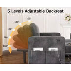 Canapé-lit d'angle réversible Dyonery 81 avec lit gigogne 4 en 1, coffre de rangement, ports USB et poches latérales pour salon