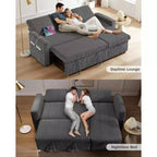 Canapé-lit d'angle réversible Dyonery 81 avec lit gigogne 4 en 1, coffre de rangement, ports USB et poches latérales pour salon
