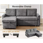 Canapé-lit d'angle réversible Dyonery 81 avec lit gigogne 4 en 1, coffre de rangement, ports USB et poches latérales pour salon