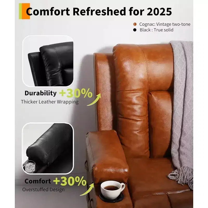 Fauteuil inclinable Acekool, fauteuil réglable en similicuir PU, pour salon, mobilité des personnes âgées