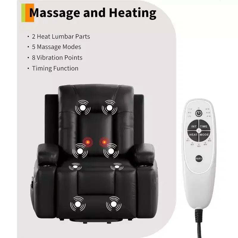 Fauteuil inclinable Acekool, fauteuil réglable en similicuir PU, pour salon, mobilité des personnes âgées