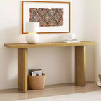 TUYOHW Table console moderne avec placage de pin et 2 pieds géométriques, table d'entrée/d'appoint pour salon, bureau, salle à manger