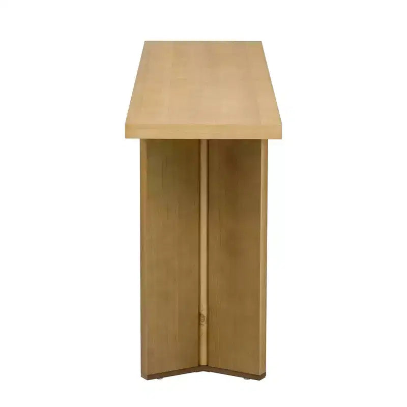 TUYOHW Table console moderne avec placage de pin et 2 pieds géométriques, table d'entrée/d'appoint pour salon, bureau, salle à manger