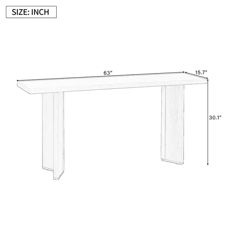 TUYOHW Table console moderne avec placage de pin et 2 pieds géométriques, table d'entrée/d'appoint pour salon, bureau, salle à manger