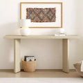 TUYOHW Table console moderne avec placage de pin et 2 pieds géométriques, table d'entrée/d'appoint pour salon, bureau, salle à manger