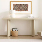 TUYOHW Table console moderne avec placage de pin et 2 pieds géométriques, table d'entrée/d'appoint pour salon, bureau, salle à manger