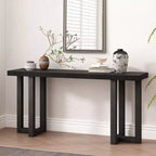 TUYOHW Table console minimaliste de 160 cm avec pieds en pin massif, table d'entrée au design géométrique, pour salon, chambre à coucher
