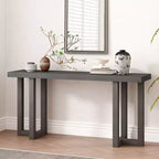 TUYOHW Table console minimaliste de 160 cm avec pieds en pin massif, table d'entrée au design géométrique, pour salon, chambre à coucher