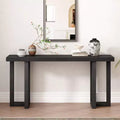 TUYOHW 63IN Minimalism Console Table with Solid Pine Legs, Geometric Design Entryway Table, Hallway Table for Living Room, Bedroom