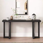 TUYOHW 63IN Minimalism Console Table with Solid Pine Legs, Geometric Design Entryway Table, Hallway Table for Living Room, Bedroom