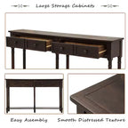 TUYOHW Table console vintage 147 cm, table de canapé étroite avec 2 tiroirs de rangement et étagère inférieure, table d'entrée pour salon, couloir