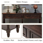 TUYOHW Table console vintage 147 cm, table de canapé étroite avec 2 tiroirs de rangement et étagère inférieure, table d'entrée pour salon, couloir