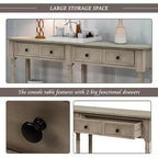TUYOHW Table console vintage 147 cm, table de canapé étroite avec 2 tiroirs de rangement et étagère inférieure, table d'entrée pour salon, couloir