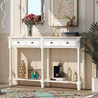 TUYOHW Table console vintage 147 cm, table de canapé étroite avec 2 tiroirs de rangement et étagère inférieure, table d'entrée pour salon, couloir