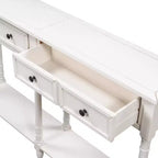 TUYOHW Table console vintage 147 cm, table de canapé étroite avec 2 tiroirs de rangement et étagère inférieure, table d'entrée pour salon, couloir