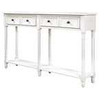 TUYOHW Table console vintage 147 cm, table de canapé étroite avec 2 tiroirs de rangement et étagère inférieure, table d'entrée pour salon, couloir