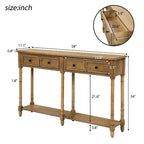 TUYOHW Table console vintage 147 cm, table de canapé étroite avec 2 tiroirs de rangement et étagère inférieure, table d'entrée pour salon, couloir