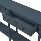 TUYOHW Table console vintage 147 cm, table de canapé étroite avec 2 tiroirs de rangement et étagère inférieure, table d'entrée pour salon, couloir