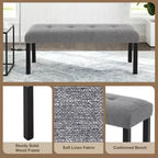 TUYOHW Banc moderne en lin avec capitonnage, banquette polyvalente pour table à manger avec pieds en bois, banc de bout de lit de style ferme pour salon, chambre à coucher
