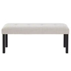 TUYOHW Banc moderne en lin avec capitonnage, banquette polyvalente pour table à manger avec pieds en bois, banc de bout de lit de style ferme pour salon, chambre à coucher