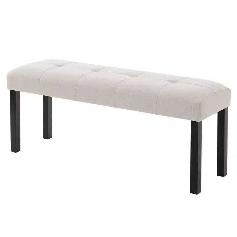 TUYOHW Banc moderne en lin avec capitonnage, banquette polyvalente pour table à manger avec pieds en bois, banc de bout de lit de style ferme pour salon, chambre à coucher