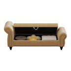 MAYEERTY 64.5 Banc de lit pour chambre à coucher, Chaise longue capitonnée avec rangement, Revêtement en velours Kaki