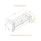 MAYEERTY 64.5 Banc de lit pour chambre à coucher, Chaise longue capitonnée avec rangement, Revêtement en velours Kaki