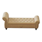 MAYEERTY 64.5 Banc de lit pour chambre à coucher, Chaise longue capitonnée avec rangement, Revêtement en velours Kaki