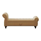 MAYEERTY 64.5 Banc de lit pour chambre à coucher, Chaise longue capitonnée avec rangement, Revêtement en velours Kaki