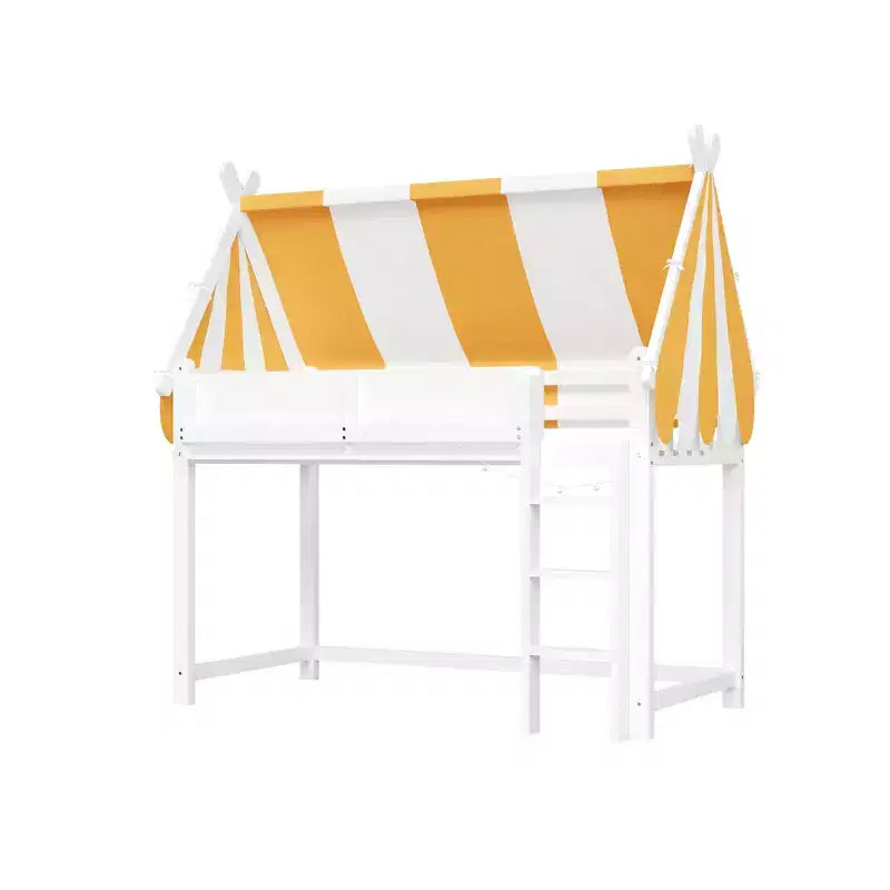 Lit mezzanine Polibi avec guirlande lumineuse LED et étagère frontale
